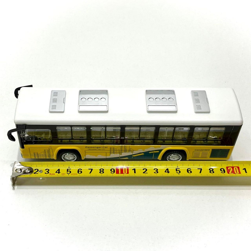 Автобус металевий з інерцією підсвічуванням та звуком відчиняються двері Жовтий (CLM-0771AC) Чернігів - фото 8