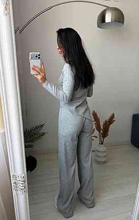 Женский стильный повседневный костюм двойка турцкий рубчик Серый, 50/52 Одесса