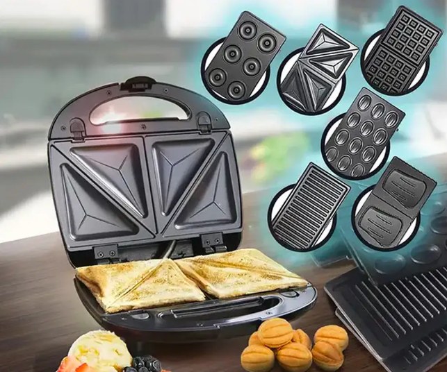 Мультимейкер 6 в 1: Ореховница, Гриль, Сэндвичница, Вафельница DOMOTEC MS 7706 1000 Вт Одесса - изображение 2