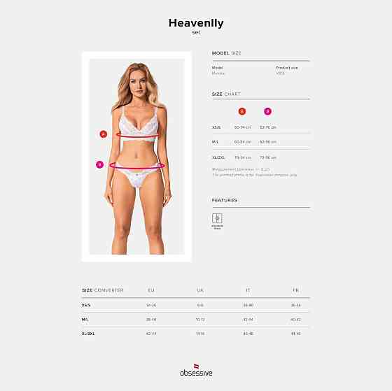 Еротичний комплект Obsessive Heavenlly 2-pcs set M/L, бюстгальтер і танга Sex Aura Київ