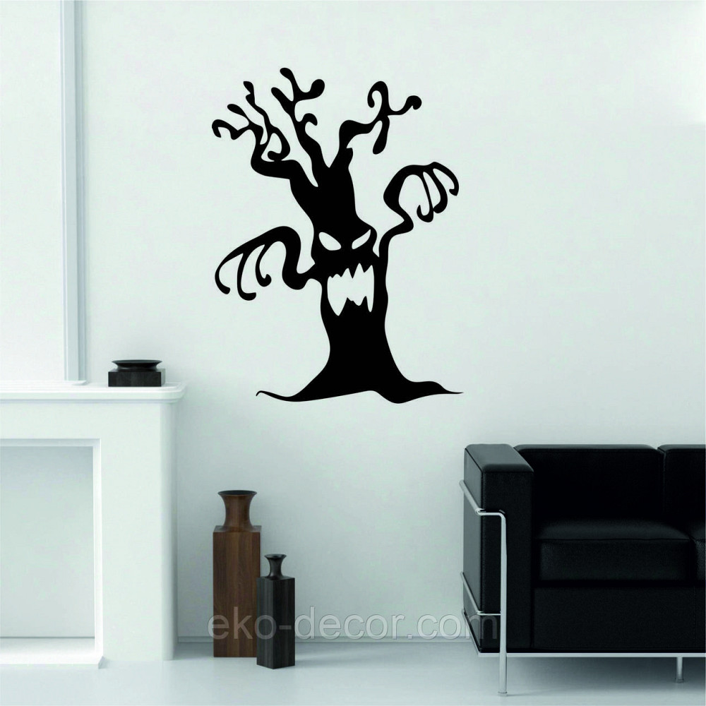 Декоративне настінне Панно «Хелловіїн, силует дерева», Декор на стіну 90*67 см, Чорний Київ - фото 4