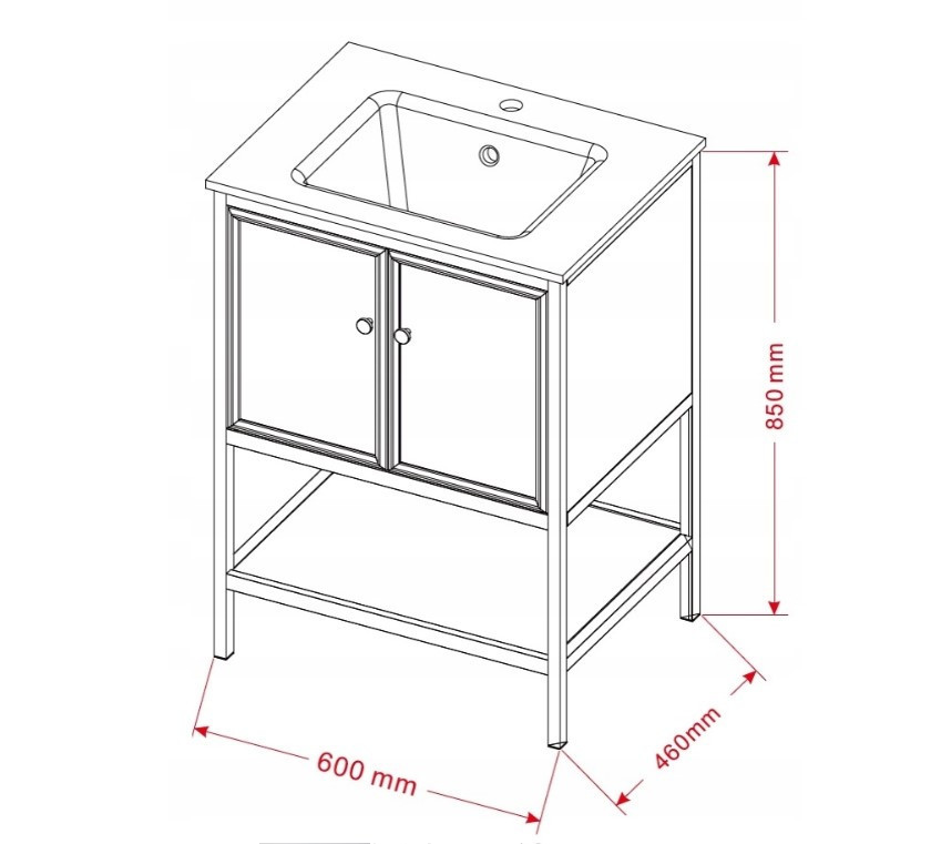 Тумба напольная металическая с умывальником AVKO RGF1841 60х46х85 см (2112401112) Киев - изображение 6