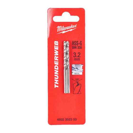 Свердло по металу THUNDERWEB HSS-G MILWAUKEE DIN338, діаметр 3,2 x 65 мм, (2шт) Одеса