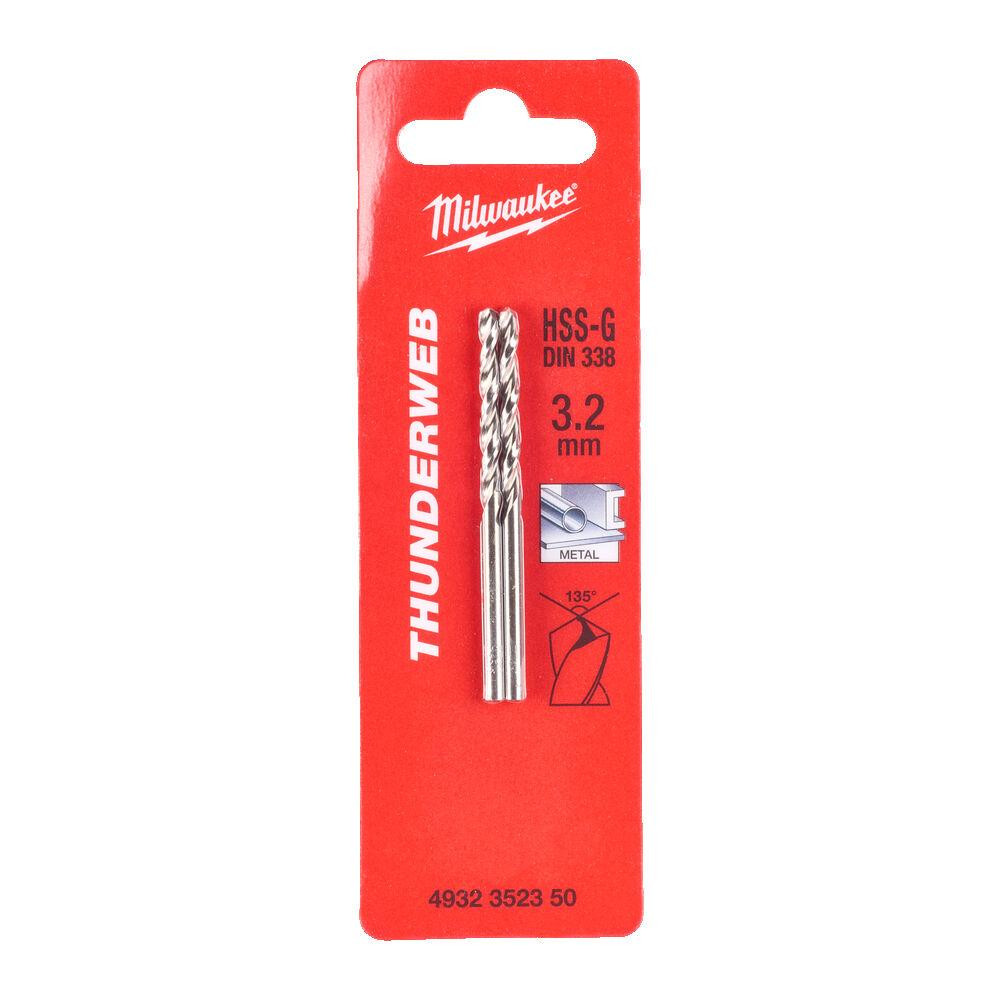 Свердло по металу THUNDERWEB HSS-G MILWAUKEE DIN338, діаметр 3,2 x 65 мм, (2шт) Одеса - фото 1