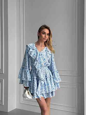 Женское стильное легкое платье в стиле бохо с воланами софт Одесса