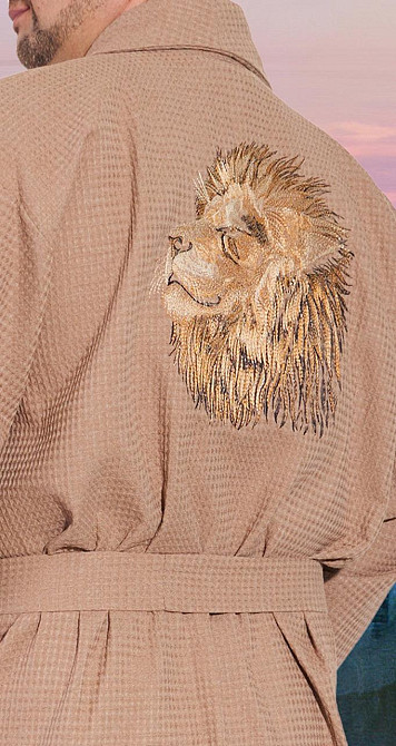 Чоловічий вафельний халат із вишивкою корисний подарунок (56-58) Київ - фото 3