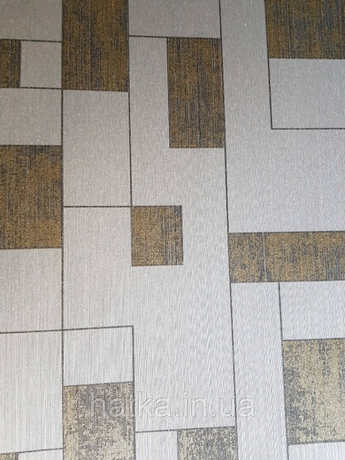 Текстильні шпалери на флізеліновій основі Cador Rasch Textil086545 сіро-бежева основа квадрати бронза Київ - фото 2