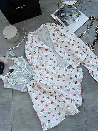 Женская принтованная пижама двойка из натурального муслина Молочный 3, 42/44 Одесса