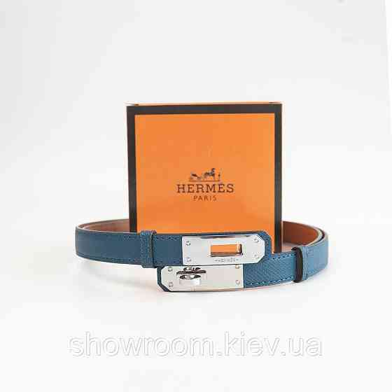 Синий женский кожаный ремень с пряжкой  (280-2) Киев