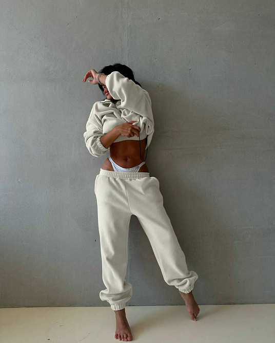 Женский теплый костюм двойка: кофта и штаны двусторонний флис «Полар» Молочный, 46/48 Одесса - изображение 4