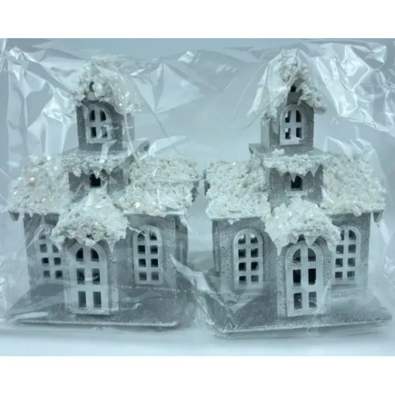 Декоративный новогодний домик из дерева 6×9×11 (см) Серебро 28124303 SBR Киев