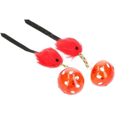 Іграшка для котів Hippie Pet М&apos;ячики з мишкою червоні 26 см 2 шт (HIPCT18026R) Вінниця - фото 1