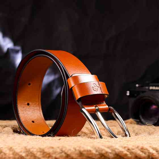 Люксовий ремінь для чоловіків з натуральної шкіри Grande Pelle 21473 Рудий Київ