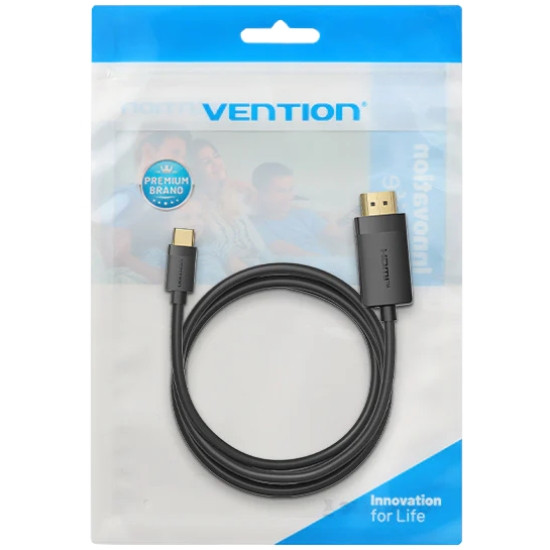Кабель USB 2.0 Type-C M - HDMI M, 2.0m  4K 60 Гц PVC Black Vention Винница - изображение 3