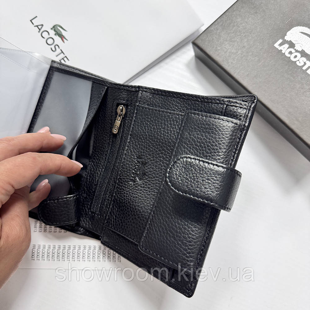 Кожаный мужской вертикальный кошелек Lacoste (6602) Киев - изображение 8