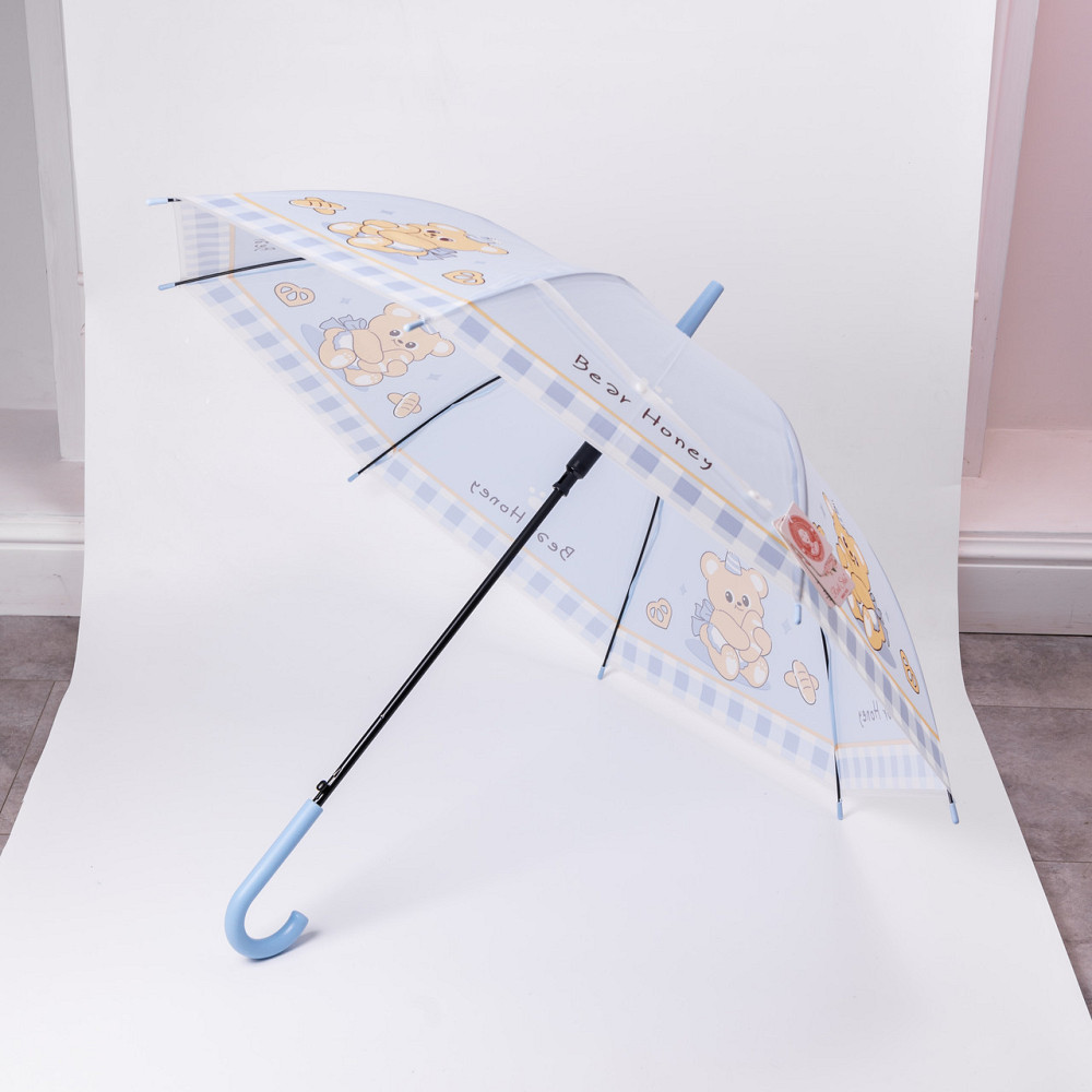 Класична дитяча парасолька-тростина напівавтомат з поліестеру міцна надійна 8 спиць діаметр 94 см Блакитний HP-23-11BL Коломыя - изображение 6