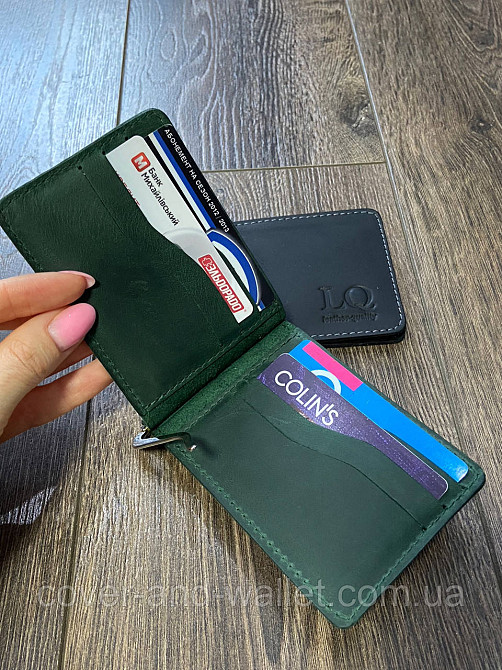 Затиск для грошей і пластикових карток зеленого кольору ST Leather Onda Київ - фото 5