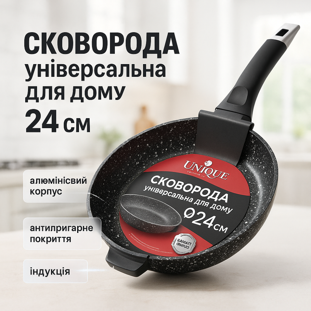 Сковорода для швидкого приготування млинців UNIQUE, Сковорода з алюмінієвим шаром PH-29 Львів - фото 12