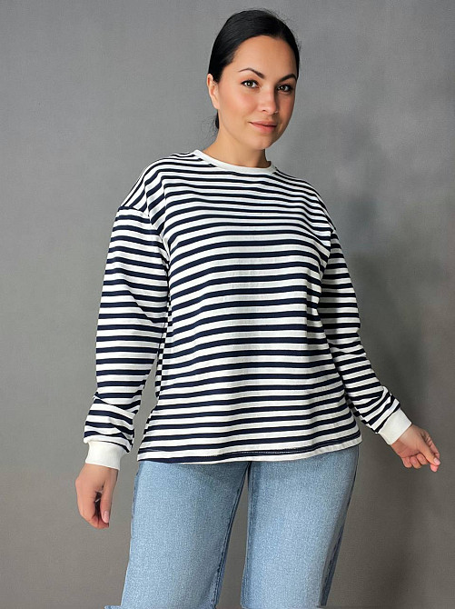 Лонгслів жіночий TEXTURE 1255 реглан смугастий трикотажний оверсайз крій, темно-синій, one size Київ - фото 8