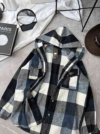 Жіноча повсякденна сорочка в клітинку з капюшоном турецький кашемір Джинс, 48/52 Одеса