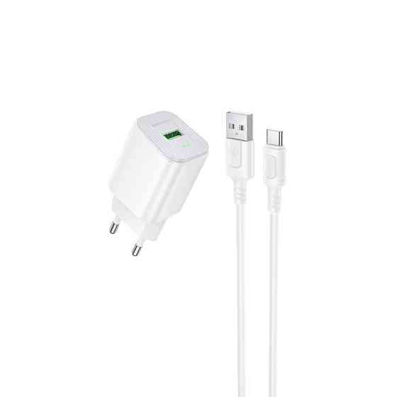Мережевий зарядний пристрій з кабелем BOROFONE BAS82A Star single port QC3.0 charger set (Type-C) (EU) White Одеса