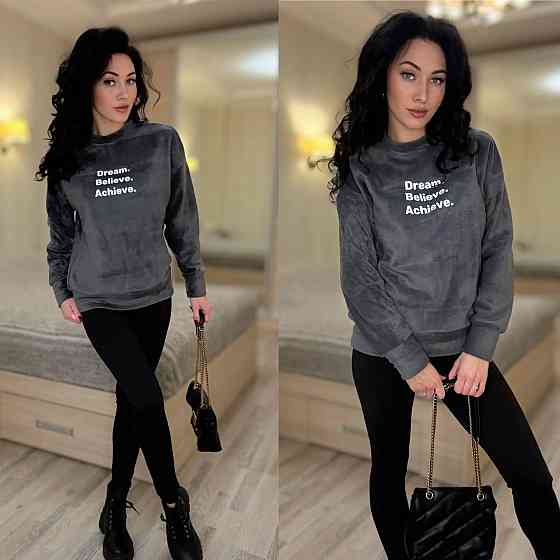 Женский теплый костюм двойка: кофта и лосины двусторонний флис + дайвинг на флисе Графит, 42/44 Одесса