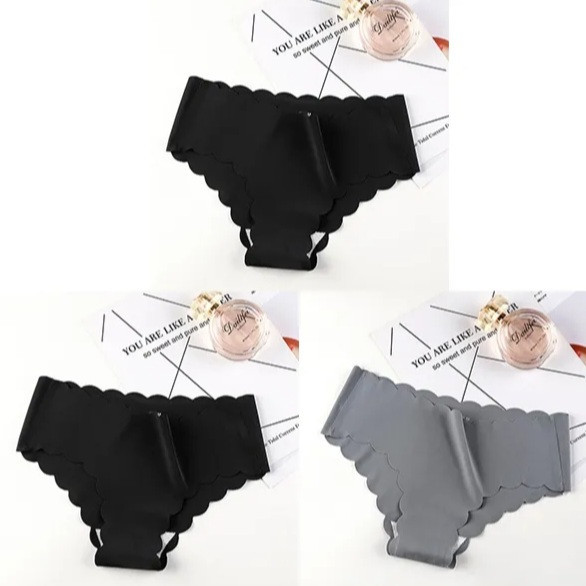 Трусы бесшовные набор 3 штуки L 46 черный серый Киев - изображение 1