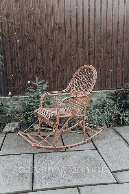 Крісло гойдалка плетена для дому | Крісло-гойдалка плетене з лози | крісло качалка для дачі Київ - фото 2