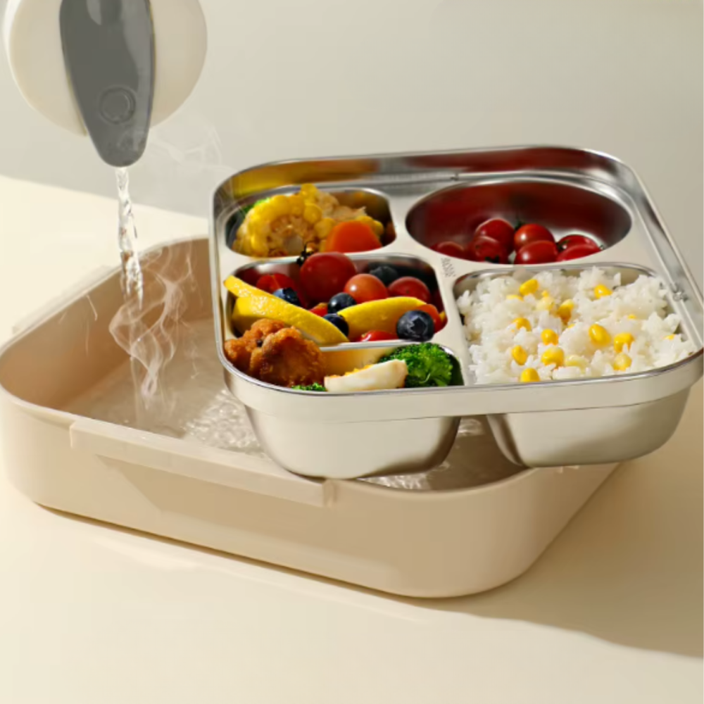 Ланч-бокс для горячей и холодной еды с контейнером из нержавеющей стали,столовыми приборами и ёмкостью для супа, коричневый Каменец-Подольский - изображение 4