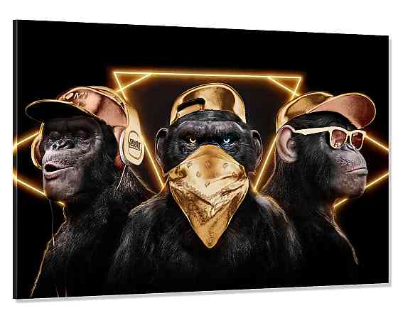 Картина полотно  у вітальню / спальню    Три мавпи    MLP_408 ( 60х30см ) 80x120 см Київ