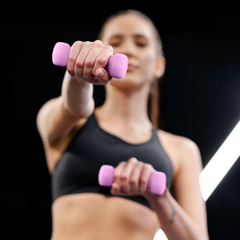 Гантели для фитнеса неопреновые Gymtek Hex 2х0,5кг розовый Киев - изображение 2