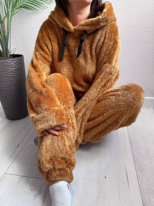 Теплый женский плюшевый костюм двойка плюшевый двухсторонний мех Песочный Одесса - изображение 8