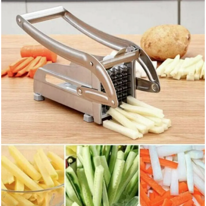 Машинка для нарезки  картошки фри из нержавеющей стали, 2 насадки с толкателем, удобная для хранения Одесса - изображение 1