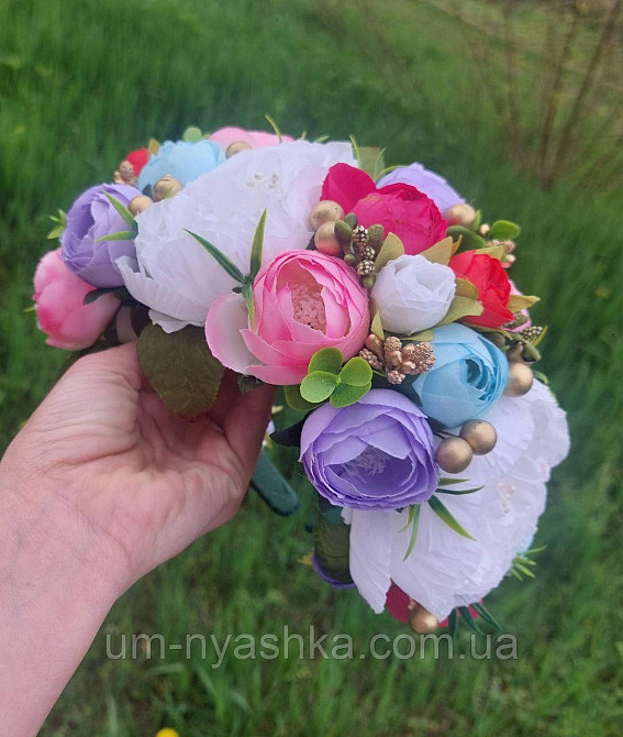 Ободок обруч з квітами "Піони великий Мальва" Кривий Ріг - фото 3