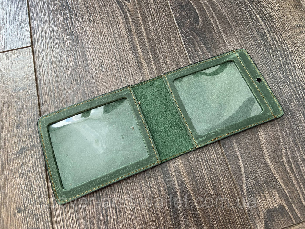 Шкіряна обкладинка Учасник бойових дій (УБД) зеленого кольору Київ - фото 3