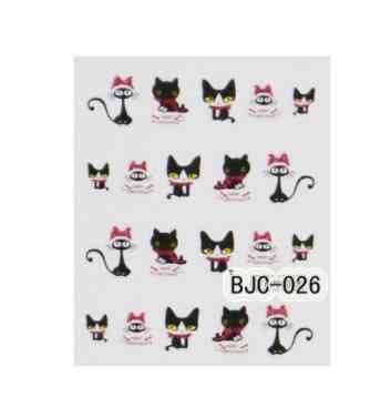 Новогодние наклейки на ногти кошки - размер наклейки 5*6см, инструкция есть в описании товара Киев