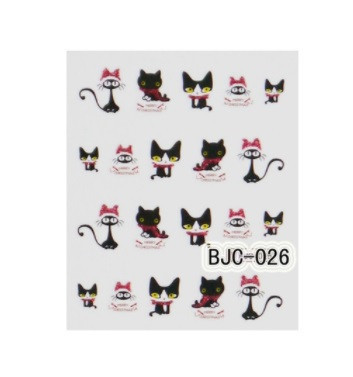 Новогодние наклейки на ногти кошки - размер наклейки 5*6см, инструкция есть в описании товара Киев - изображение 1