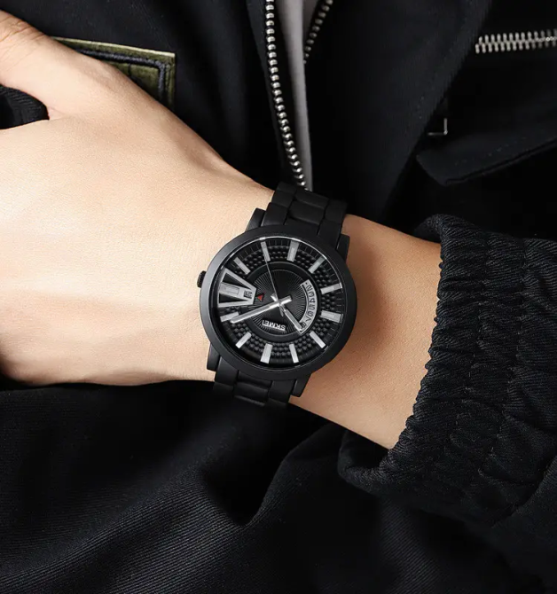 Мужские часы Skmei 1985 на браслете (Черные с серебристым) Винница - изображение 8