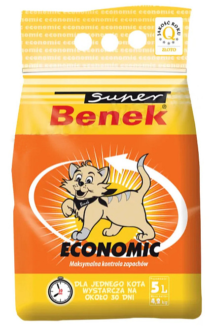 Бентонитовый наполнитель Супер Бенек Super Benek Economic для кошачьих туалетов натуральный (без запаха), 5 л Винница - изображение 1