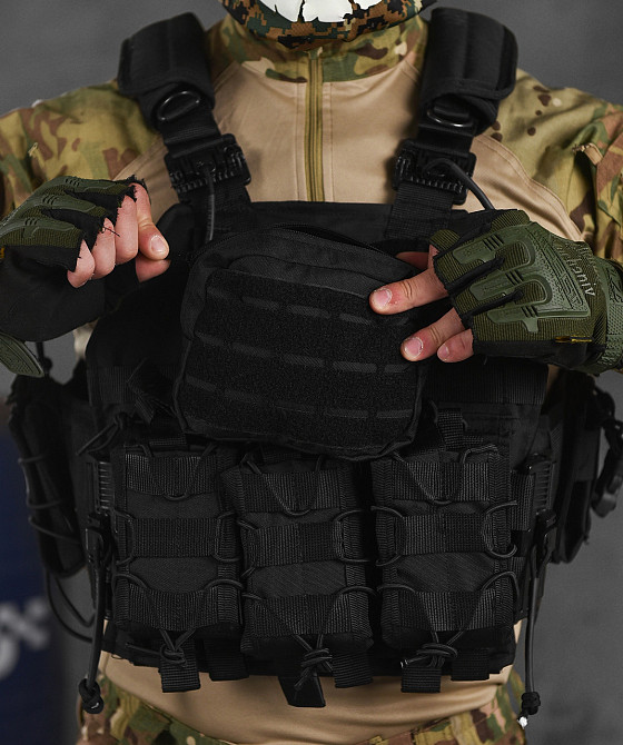 Плитоноска черная 4 сброса точки крепления с подсумками в сборе для плит 25 30 Одесса - изображение 2