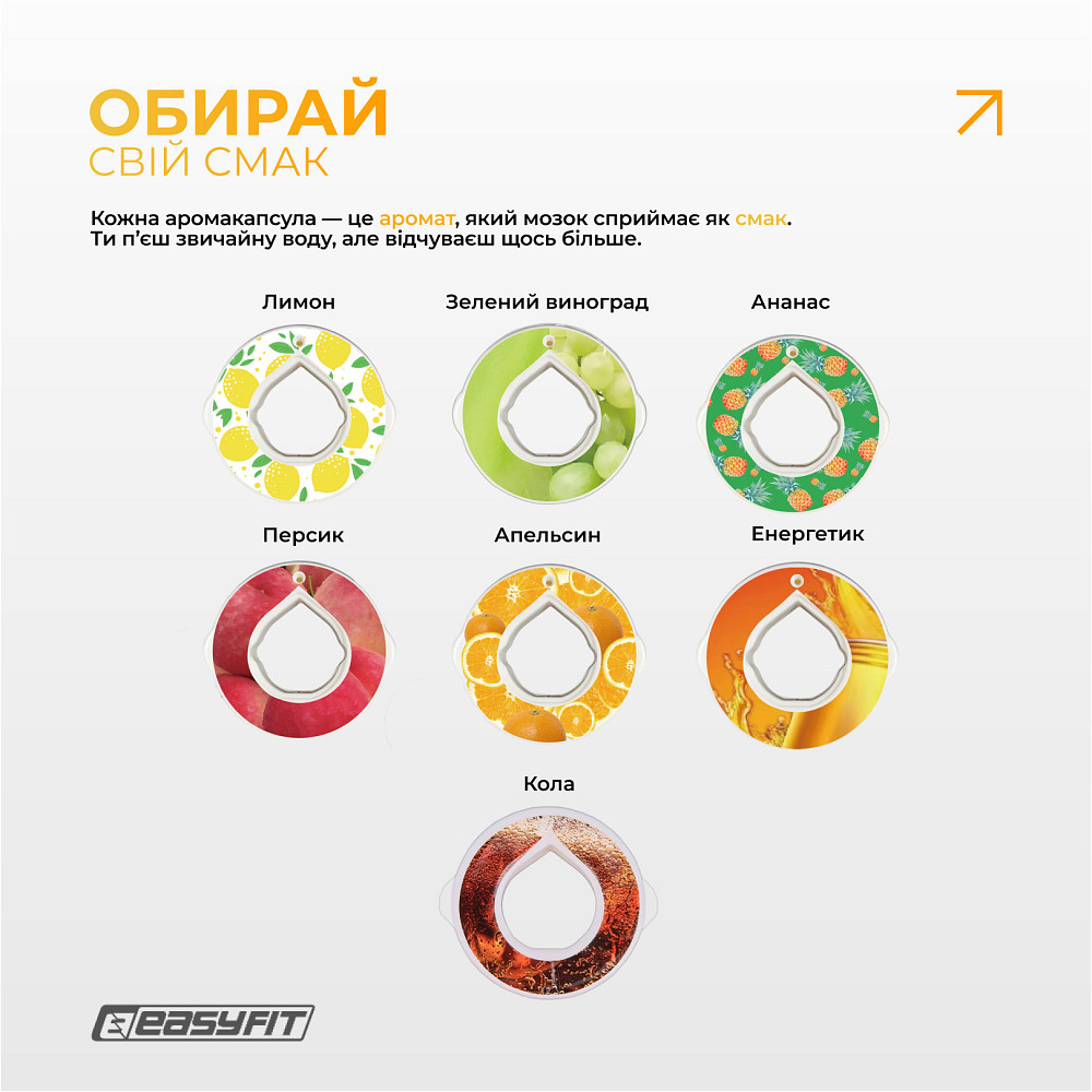 Спортивна пляшка для води зі смаками EasyFit Air Up (7 ароматизованих капсул у комплекті), 650 мл Коломия - фото 6