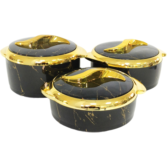 Набор термосов для еды 3в1 термоконтейнеры для сервировки стола, для хранения горячей и холодной пищи 2.5-2-1.5 л,чёрный Каменец-Подольский