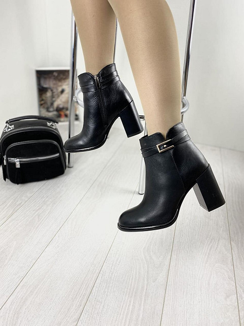 Injers Жіночі черевики INJERS чорні натуральна шкіра висота каблука 8 см розмір 39 (1131) Коломия - фото 2