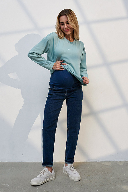 Джинси для вагітних Mom Fit для майбутніх мам з регульованим поясом S (44) Leyton Юла Мама синій Кривий Ріг - фото 4