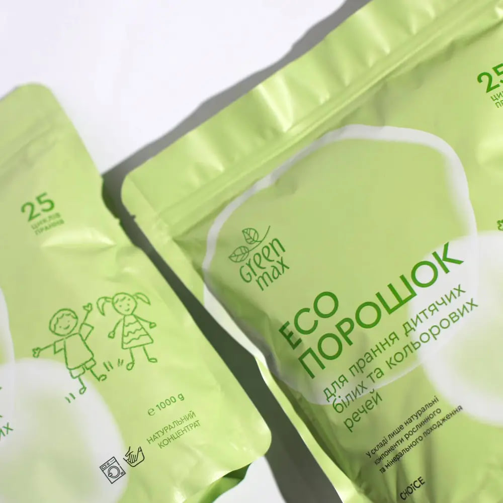 ЕКОпорошок дитячий для прання білих та кольорових речей Green Max 1000 г Київ - фото 2