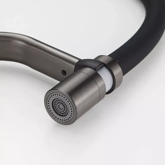 Змішувач для кухні з гнучким виливом FRAP F4497-9 графіт/чорний Київ