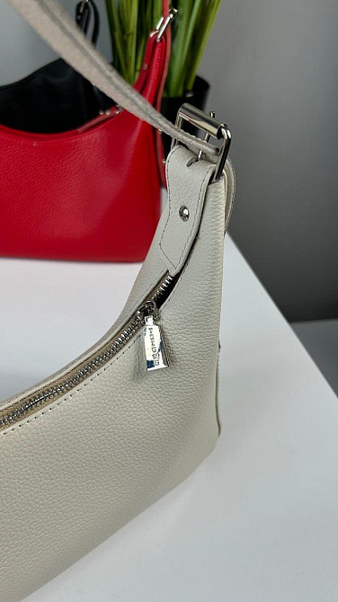 Женская кожаная сумочка, Стильная сумка из натуральной кожи, Маленькая бежевая сумка на плечеMasterSem Киев - изображение 2