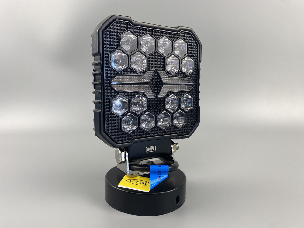 Фара LED квадратна 16 Led chip 12/24V. Широкий промінь + DRL світло + стробоскоп, світло 6500 К, IP67 Мукачево - фото 4