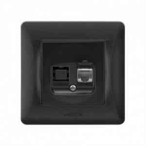 BINERA чорний графіт Розетка внутрішня 1-а CAT6 комп'ютерна Videx Житомир