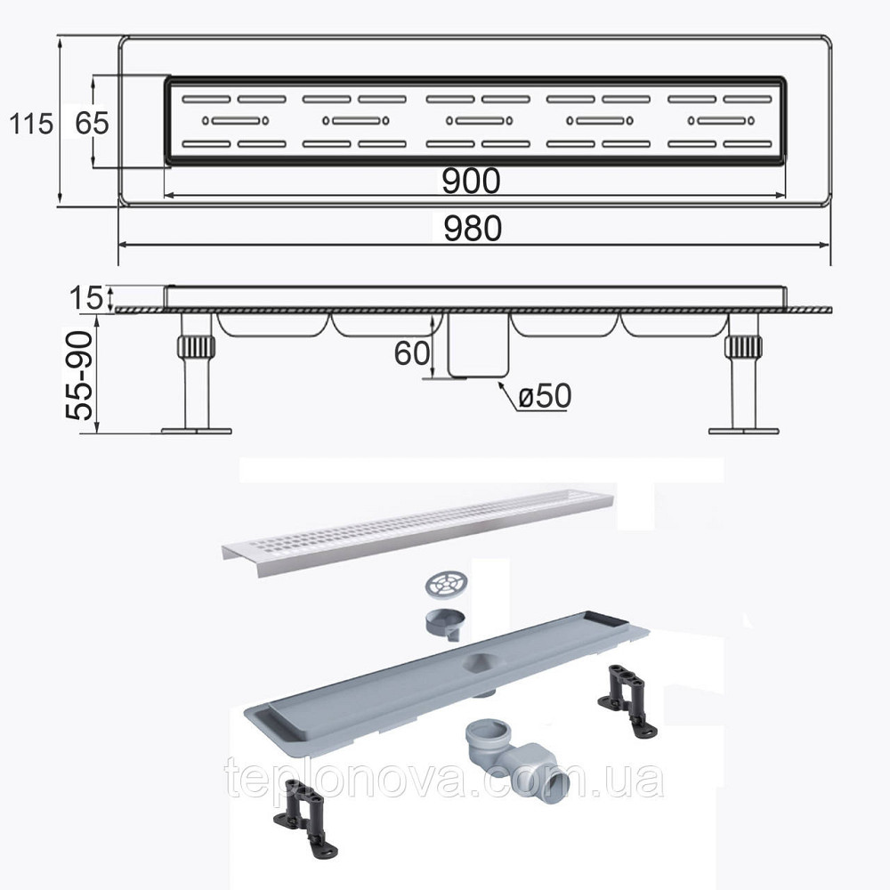 Трап линейный душевой TILLO TM009-90 90см Черновцы - изображение 8